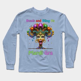"Retro Rhythms of Mardi Gras: Beads Fusion" - Cajun Party New Orleans Long Sleeve T-Shirt